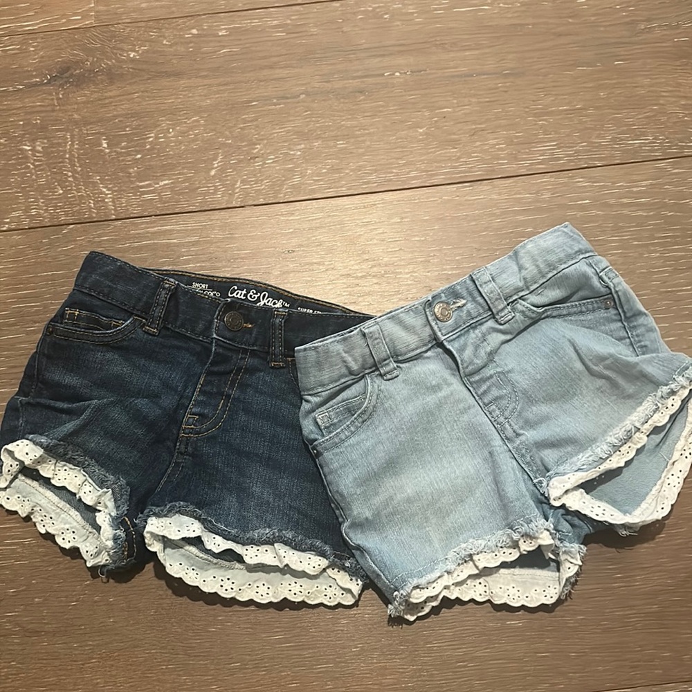 Cat & Jack Super Stretch Shorts with lace (2 pairs) dark blue and light blue